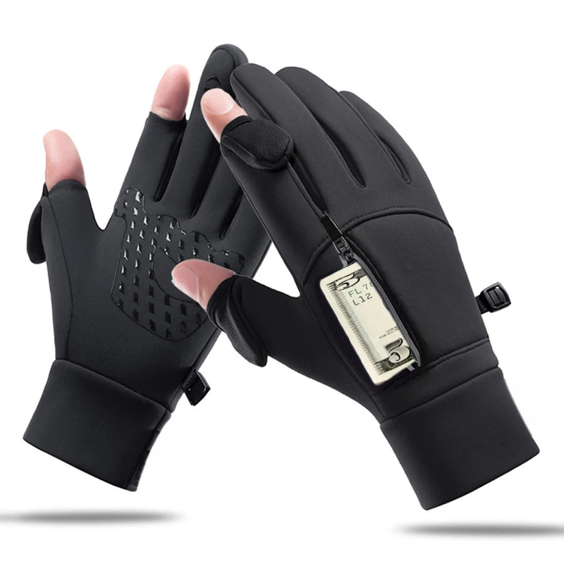 FrostGrip | Winterhandschuhe mit umklappbaren Fingerspitzen | Wasserdicht, Winddicht & Touchscreen-kompatibel | M–XL