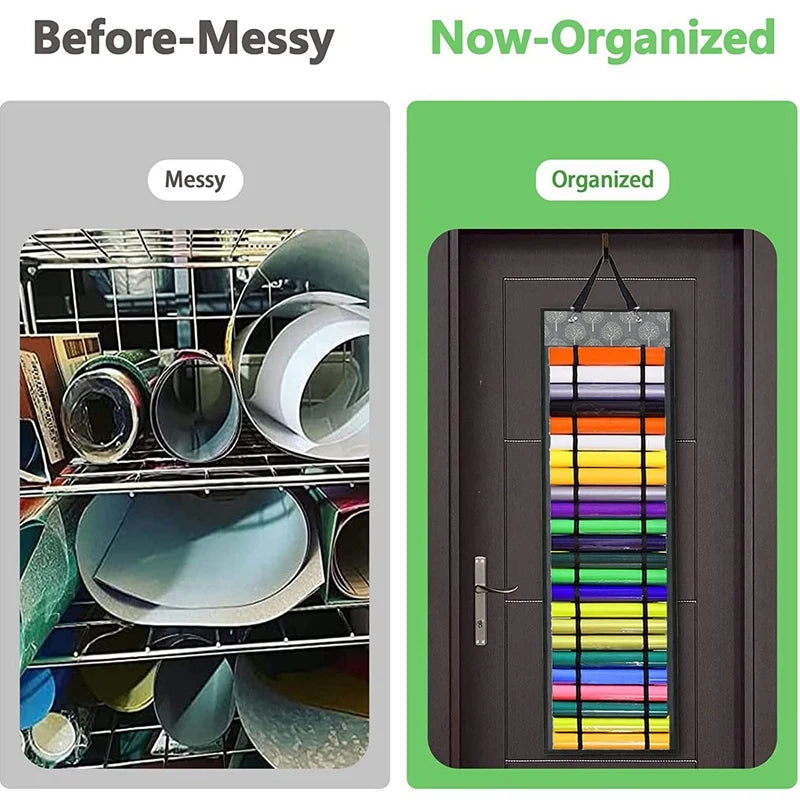 CraftRoll Keeper Vinyl-Rollenhalter mit 48 Fächern | Hängender Organizer für Bastelzimmer & Werkstatt | Platzsparende Aufbewahrung | 33 × 113 cm