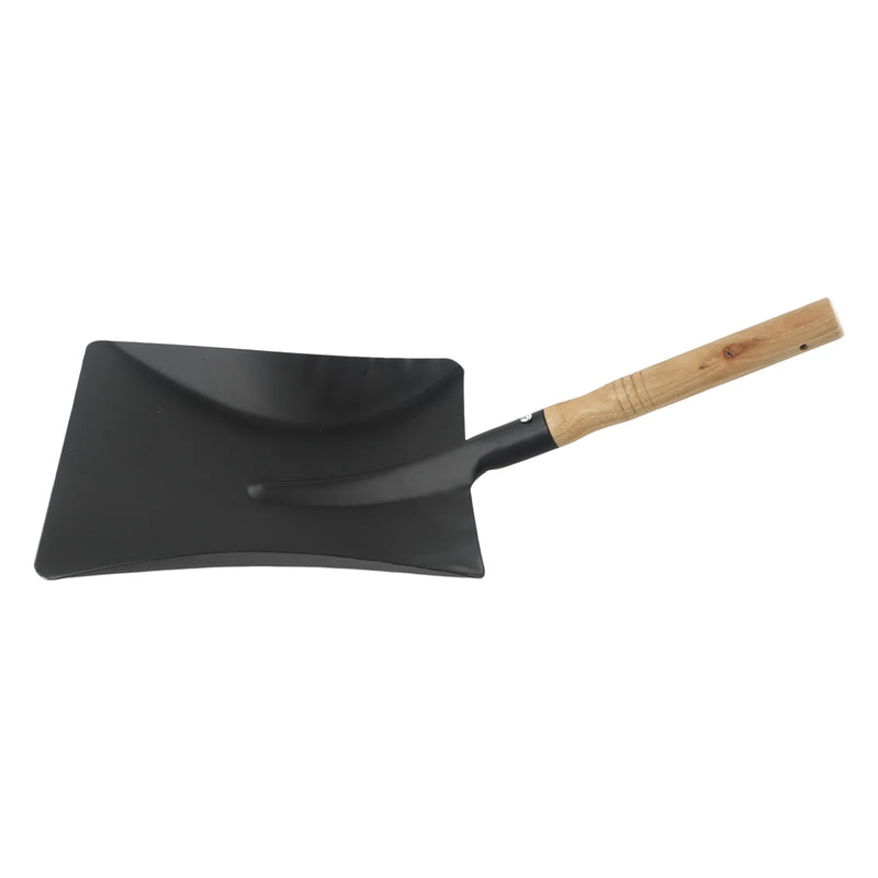 Kamin-Schaufel FLAMMAFIX | Robustes Eisen mit Holzgriff | Für Kamin, Grill & Ofen | 38–45 cm