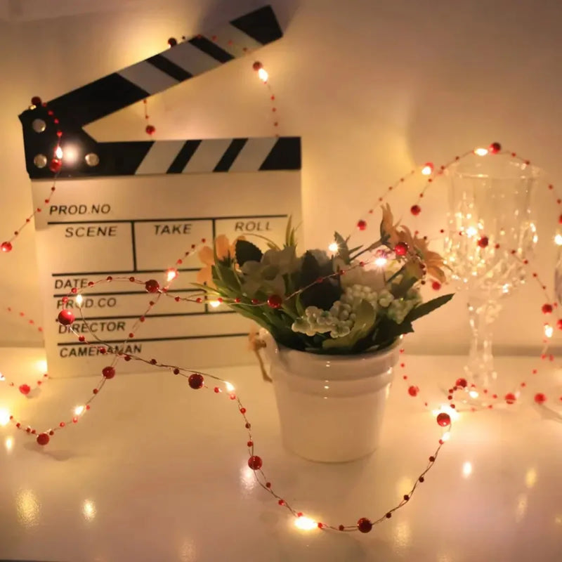 LumiPerla Perlen-Lichterkette | 2 m / 5 m | 20 / 50 LED | Warmweiß | Batteriebetrieben & Flexibel