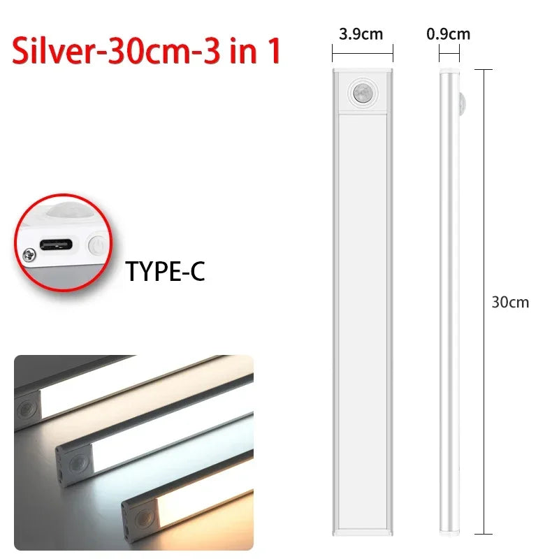 LED Schranklicht LumoSense | Bewegungsmelder & USB-C | 3 Lichtfarben | 20–60 cm