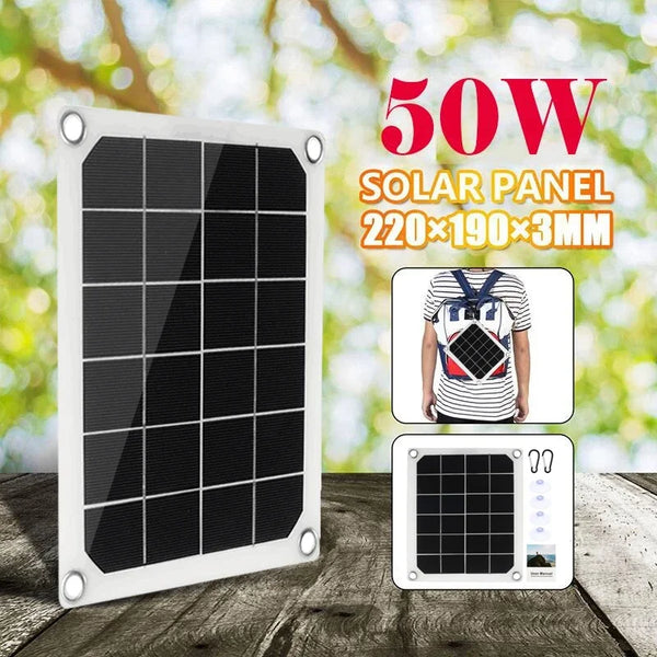 Voltaro SunFlex 50 | Tragbares 50W Solarpanel | Dual-USB Ladegerät | Für Camping, Auto & Outdoor | Schwarz
