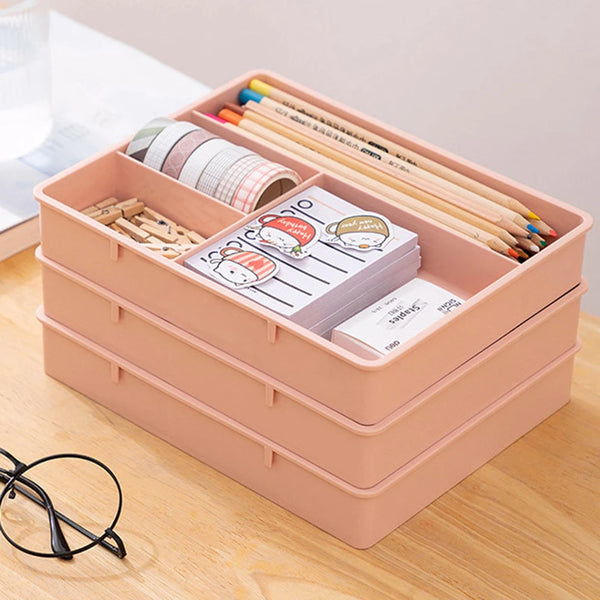 Tidyla Schreibtisch Organizer | Multifunktionale Aufbewahrungsbox | Für Kosmetik & Bürobedarf | 3-Fach Fachsystem