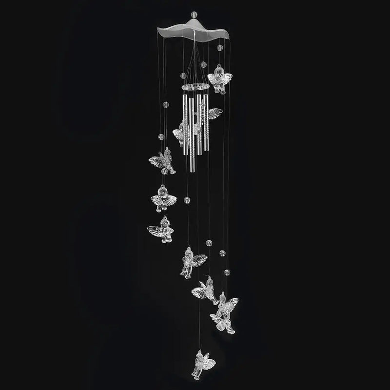 Klangverve Windspiel "Luftkuss" | Romantische Klangspiele mit Schmetterling & Glocke | 55 cm Metall Deko für Garten, Balkon & Fenster
