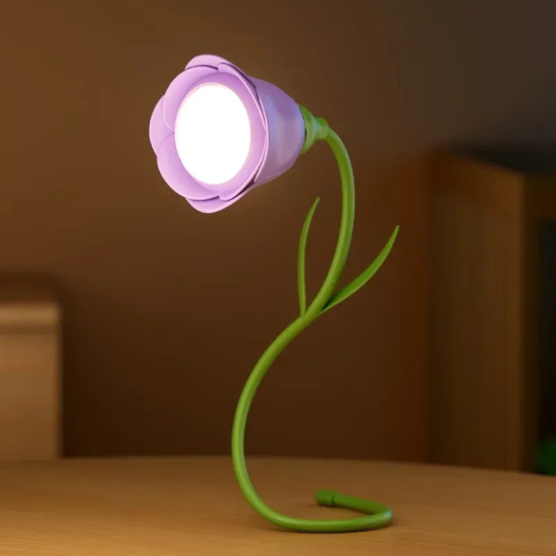 LumiRose Wiederaufladbare Rosen-LED-Tischlampe | Dimmbar & Flexibel | 3 Farbtemperaturen mit Helligkeitsspeicher | Kreatives Geschenk für Frauen & Deko