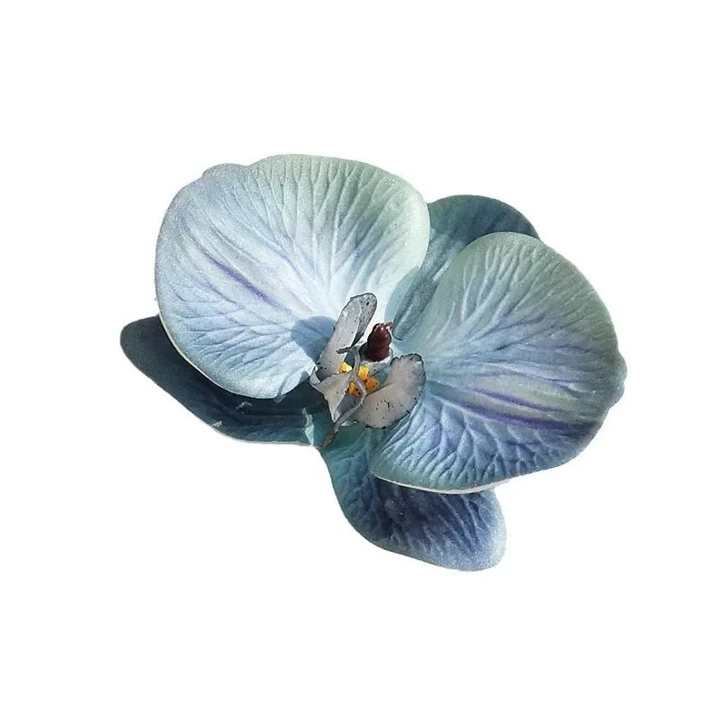3D Deko-Blüte Floriva Orchidea | Große künstliche Schmetterlings-Orchidee aus Silikon-Baumwolle | 10 × 11 cm | Für Deko, Geschenke & Haarschmuck
