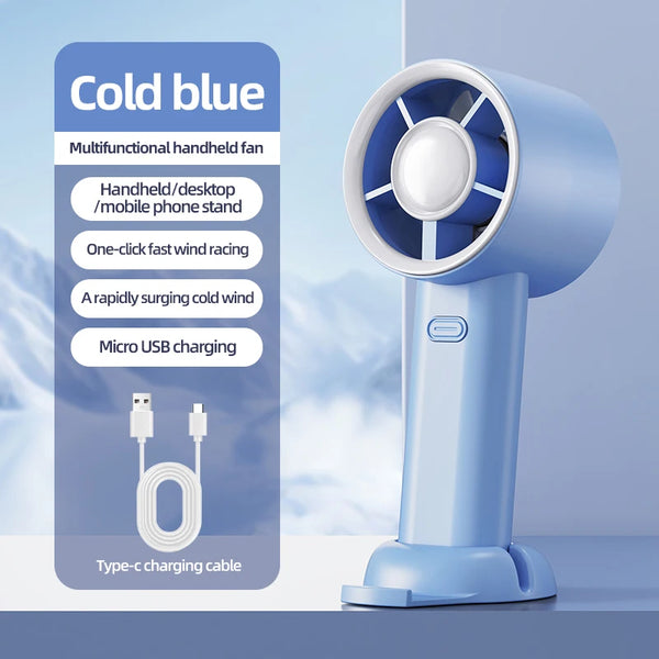 BrisaLite Mini Handventilator | USB Wiederaufladbar | Leise Kühlung mit Handyhalter | 3 Geschwindigkeiten für Reisen & Büro