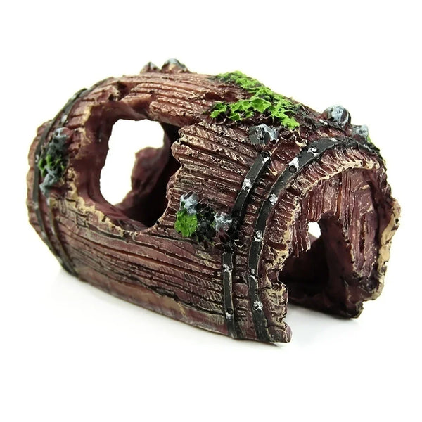 AquaDeko | Aquarium-Dekofass aus Kunstharz | Versteck & Deko für Fische | 6x9 cm
