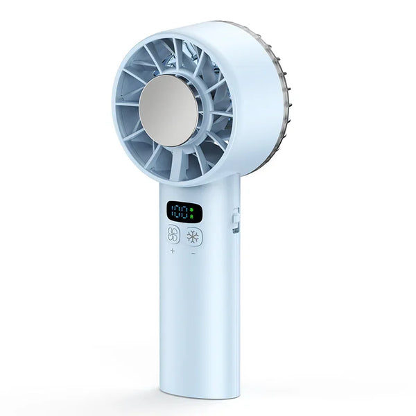 Frostonic Mini-Handventilator mit Eis-Kühlung & LED-Anzeige | USB-Aufladbar & Tragbar | Für Outdoor, Reisen & heiße Sommertage
