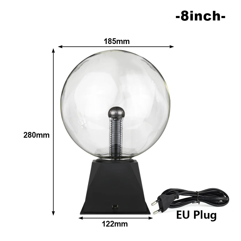 Electrava | Magische Plasma-Kugel Lampe | LED Blitzlicht mit Touch & Sound | 220V EU-Stecker | 10–20 cm | Party- & Deko-Licht