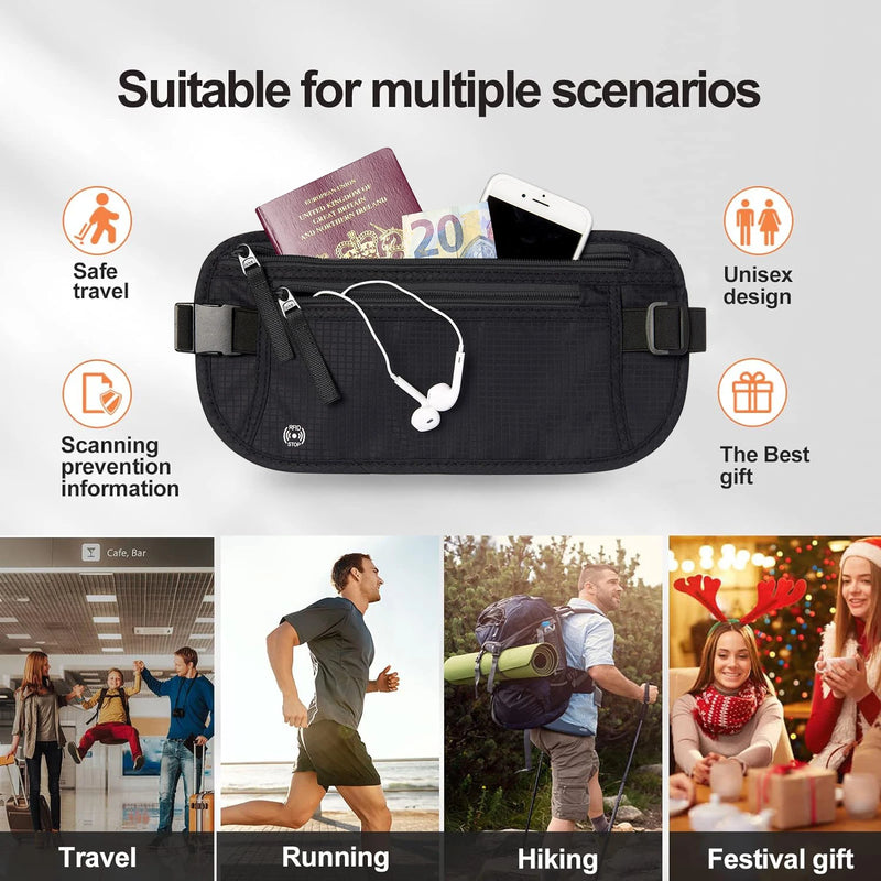 SafeTraveler Bauchtasche | RFID-Schutz | Verstecktes Sicherheitsfach | Für Damen & Herren
