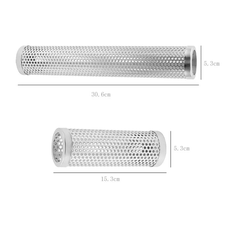SmokeMaster Tube Edelstahl-Smoker-Röhre | Für Heiß- & Kalträuchern | BBQ-Aroma-Tube mit Lochdesign | 30,6 × 5,8 cm / 15,3 × 5,3 cm