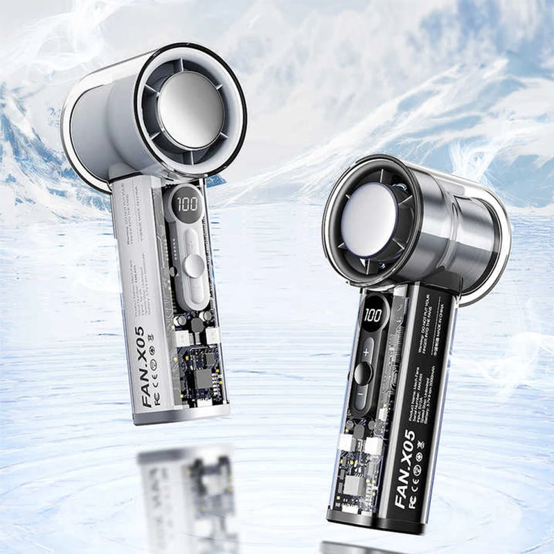 Cooliva IceFlow Mini Handventilator mit Halbleiter-Kühltechnologie | 3000 mAh Akku | Tragbar & Wiederaufladbar | Ultra-Leise & Leistungsstark