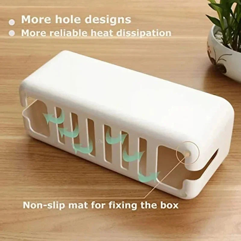 Kabelbox OrgaWood | Schreibtisch Organizer aus Holz & Kunststoff | Für Ladegeräte, Kabel & Zubehör | 29,5×11,4×11 cm