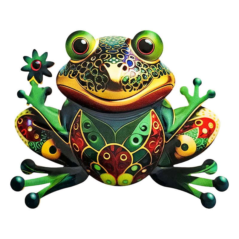 FROVIA Wanddeko Frosch | Metall | Handbemalt | Gartendeko & Innenbereich | 17,5 × 14 × 1 cm
