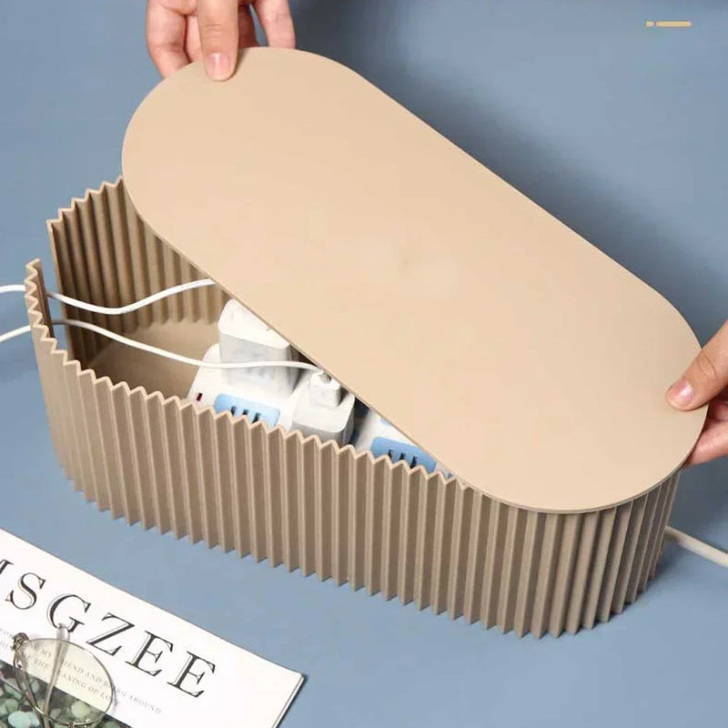 Ordixio Kabelmanagement Box 31×13,5×12,5 cm | Mit Deckel & Belüftung | Für Steckdosen, WLAN-Router & Ladekabel