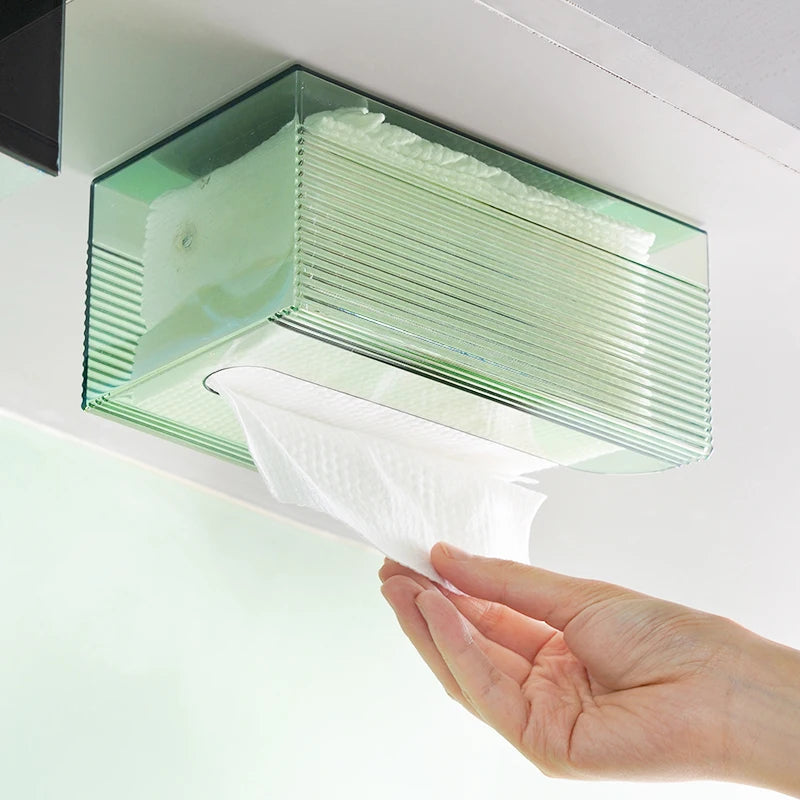 Lucentra Wand-Taschenbox | Transparenter Acryl-Tücherhalter | Wandmontierbarer Papiertuchspender für Bad & Wohnzimmer | Multifunktional & Modern