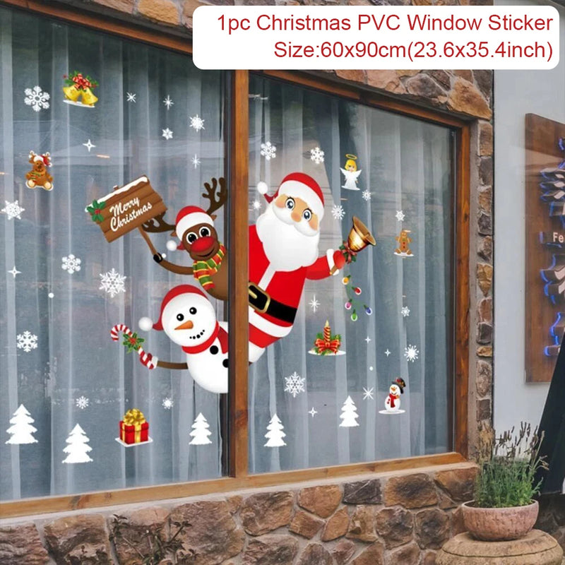 Festivia Weihnachtsfensteraufkleber | Wand- & Fensterdeko „Merry Christmas“ | Abnehmbare Weihnachtssticker für Zuhause | 2024–2025 Deko & Geschenkidee
