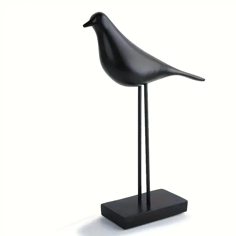 Dekofigur NordicBird | Handbemalte Vogelstatue aus Kunstharz | Skandinavische Wohnaccessoire | Tisch- & Bürodekoration