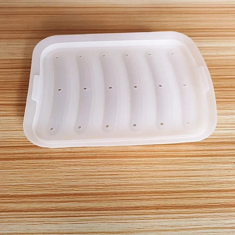 SausiForm | Silikon-Wurstform mit Deckel | Lebensmittelecht & Hitzebeständig | 17,5×13,5×3,5 cm