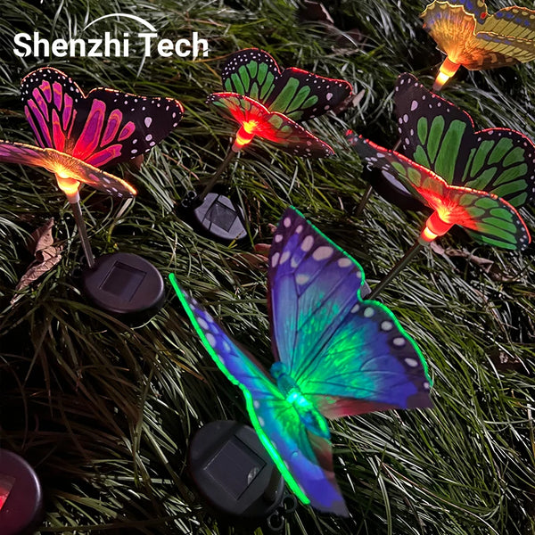 LichtFlügel Solar-Schmetterlingslichter 2er-Set | Bunt & Stimmungsvoll | Für Garten, Balkon, Feste & Hochzeiten