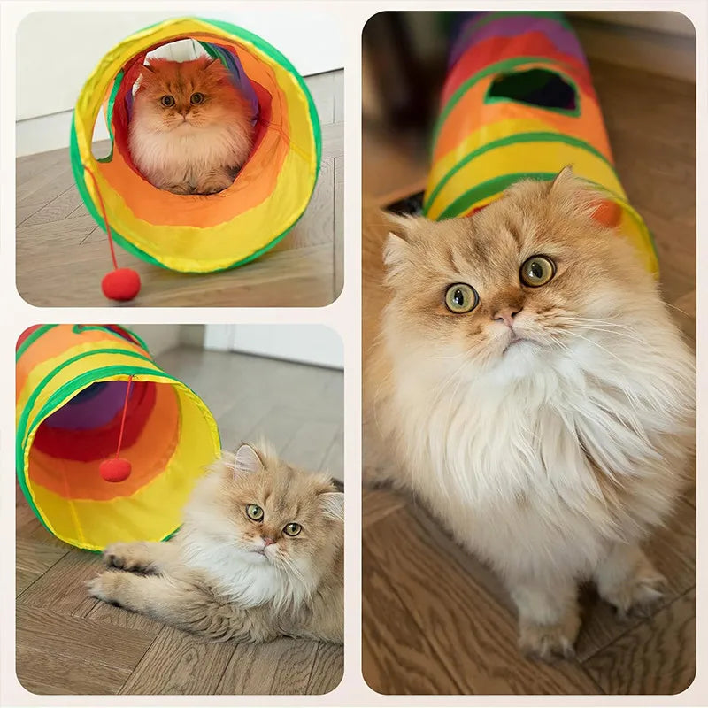 Katzentunnel MiauMaze FlexiPlay | Faltbarer Spieltunnel für Katzen | Raschelndes Spielzeug mit Seiteneingang | Atmungsaktiv & Indoor geeignet