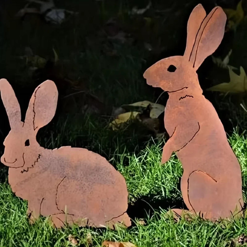 Gartenstecker RustHopper | Metall-Hase im Rostlook | Ländlicher Deko-Charme | Für Garten, Ostern & Weihnachten