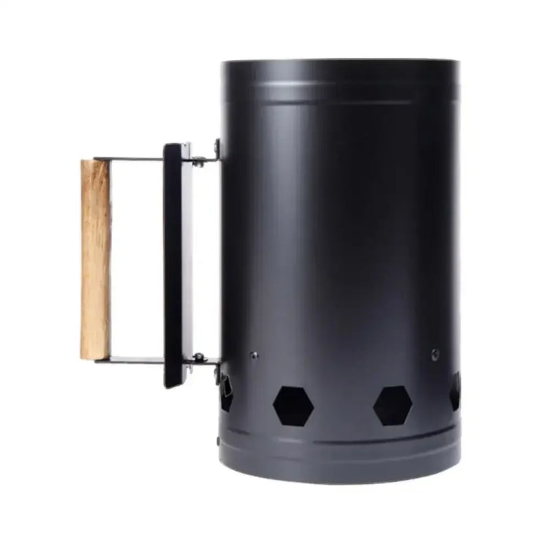 Flamoro Tragbarer Holzkohleofen aus Edelstahl | Mit hitzebeständigem Holzgriff | 27,5 × 16,5 cm | Für Outdoor, Camping & Picknick