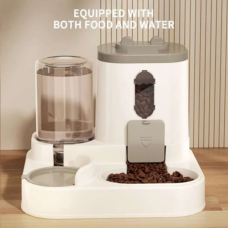 Katzen-Futterautomat Pawlio DuoFeeder | 2-in-1 Futternapf & Wasserspender | Vollautomatisch ohne Strom | Für Katzen & kleine Hunde
