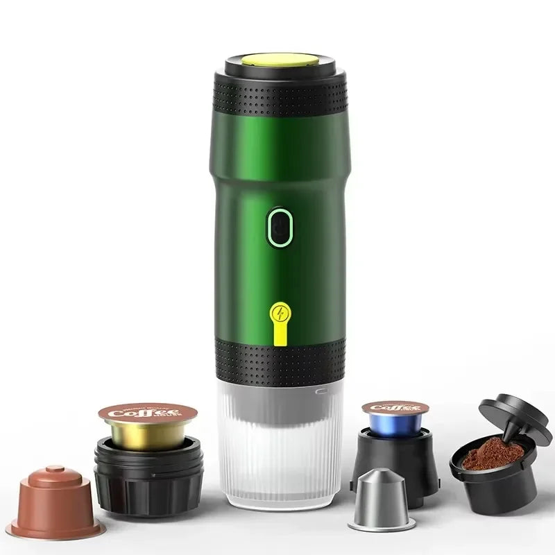 Tragbare Espressomaschine | 3-in-1 Kapsel & Pulver | 15 Bar Druck | Für Auto, Reise & Zuhause