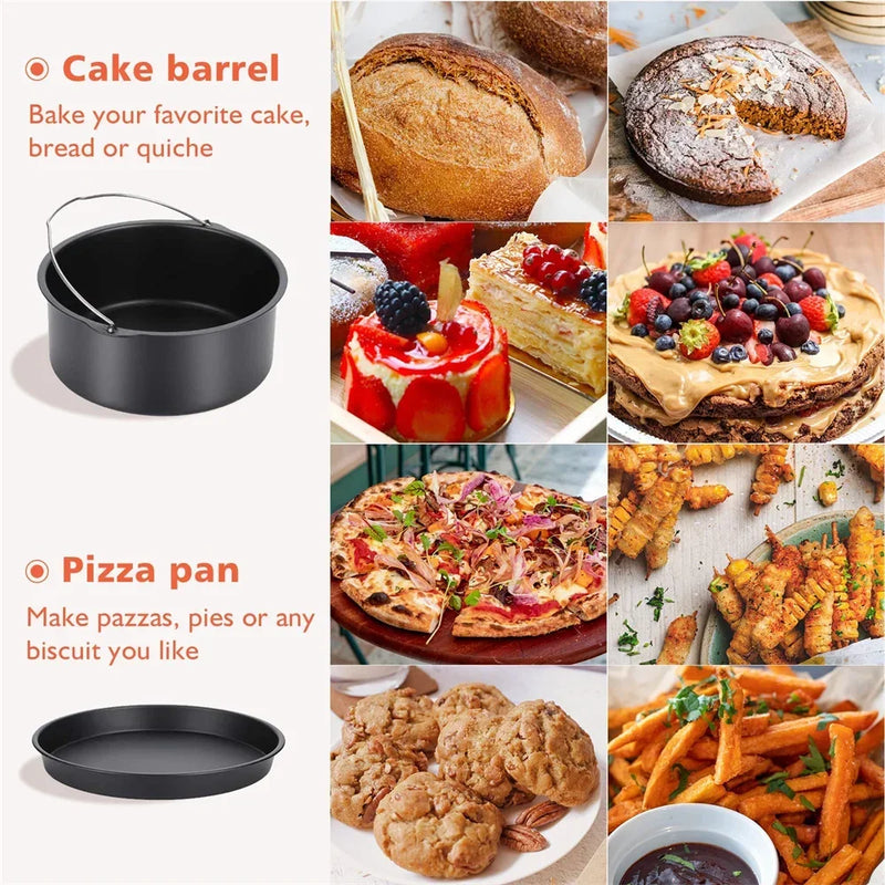 Bakevia Runde Backform 6/7/8 Zoll mit Griffen | Antihaft-Backform für Kuchen, Pizza & Airfryer | Stahl-Backform mit Beschichtung | Ofen- & spülmaschinengeeignet