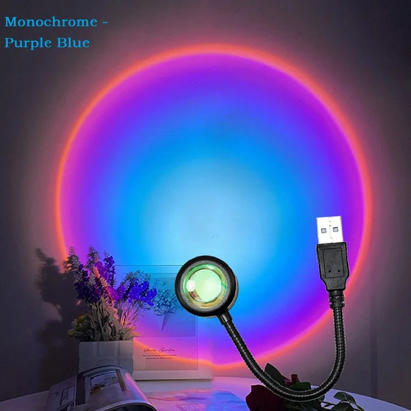 Sonnenuntergang Lampe AuraGlow | USB LED Projektor mit 13 Farbmodi | 360° drehbar | Sunset & Rainbow Effekt für Fotos & Raumdeko