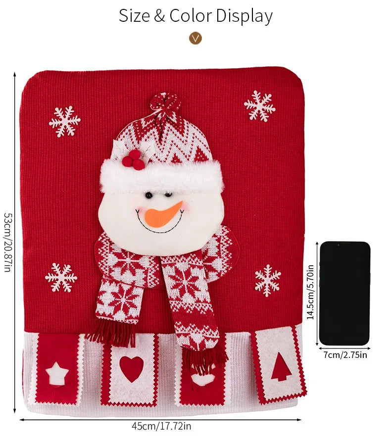 Noelvira | Weihnachtsstuhlbezug | Plüsch Stuhlhusse mit Santa-Design | Festliche Deko für Esszimmer & Küche | Weihnachtsdekoration 2025