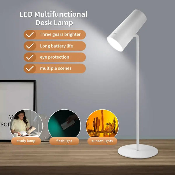 Lumora LED-Tischlampe mit Touch-Dimmung | Augenschonend & Wiederaufladbar | USB-C | 2000 mAh Akku | Für Schreibtisch, Nachttisch & Deko