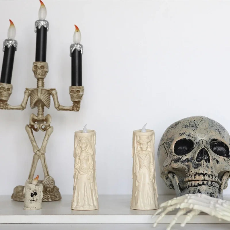 Halloween-Kerze CreepyFlame | Flackernde LED-Kerze | Schaurige Deko für Party, Fenster & Tisch