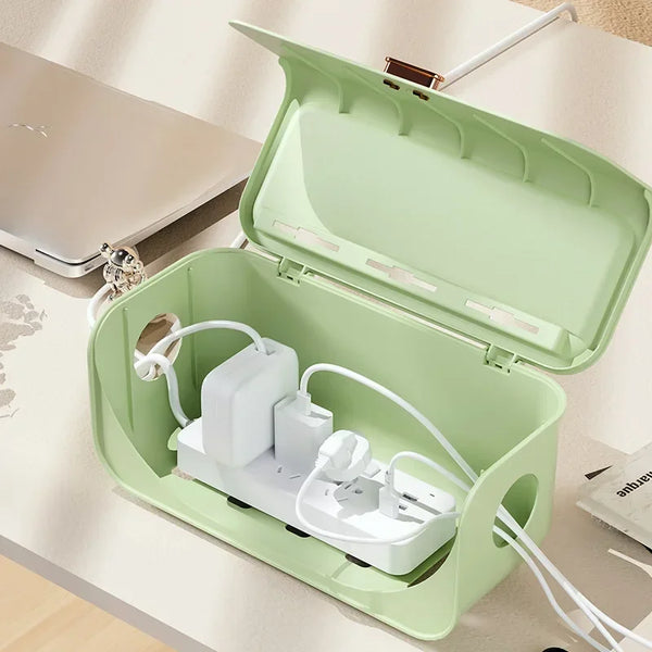 OrgaVolt Kabelbox mit Deckel | Staubdicht & Wassergeschützt | Aufbewahrungsbox für Mehrfachstecker & Ladekabel | Für Wohnzimmer & Büro