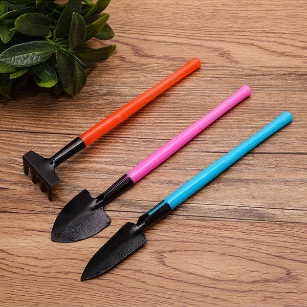 Florinita 3-teiliges Mini-Gartenwerkzeug-Set | Handspaten, Rechen & Schaufel | Für Zimmerpflanzen & Bonsai | 22 cm Länge