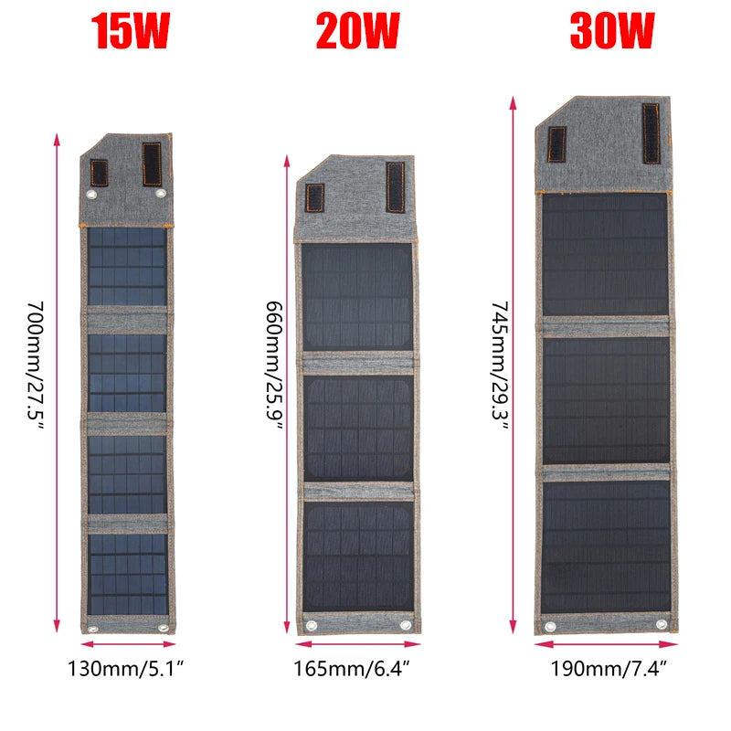 Faltbares Solarpanel HeliGo Light | 15–30 W | USB-Ausgang & 3-in-1-Ladekabel | Ultraleicht & Tragbar | Für Camping, Wandern & Notfälle