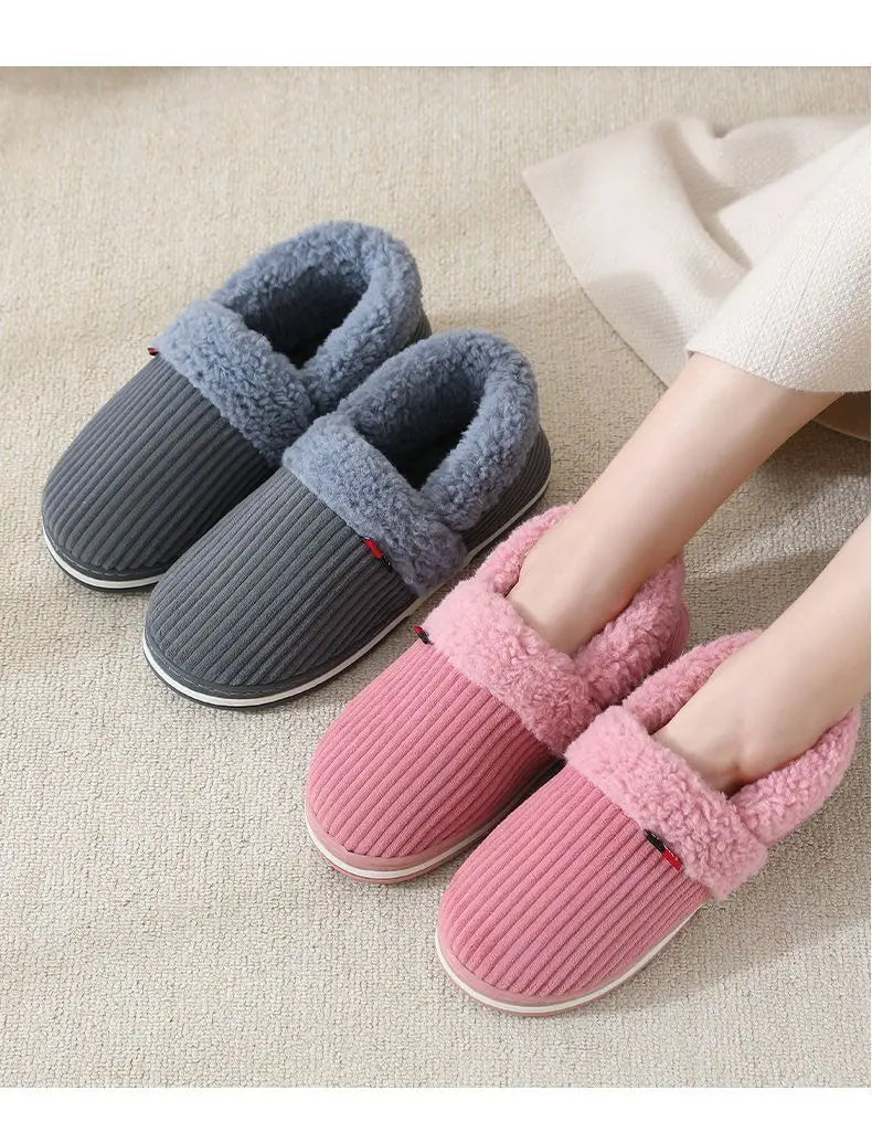 Nordhavn | Winter Kuschelhausschuhe für Paare | Flauschige Baumwoll-Pantoffeln mit Fersenpolster | Rutschfest, Warm & Weich – Damen & Herren Hausschuhe