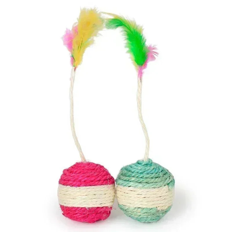 Katzenspielball SisaRoll Nature | Ø 6,5 cm | Aus Natur-Sisal | Kratzspielzeug & Krallenpflege | Farbe zufällig