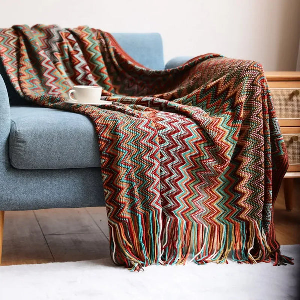 CasaLoom | Boho Decke mit Quasten | Rostrot | Weich & Leicht