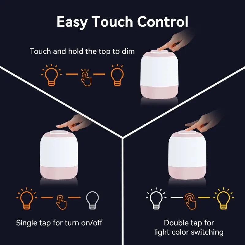 LUMINA TOUCH LED-Tischlampe | Tragbar & Dimmbar | Touch-Steuerung | Für Schlafzimmer & Kinderzimmer