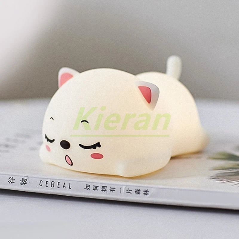 Katzen-Nachtlicht MeowiGlow | USB-aufladbar | Silikon-LED mit Fernbedienung & Touch-Steuerung | Kinder & Baby Geschenk