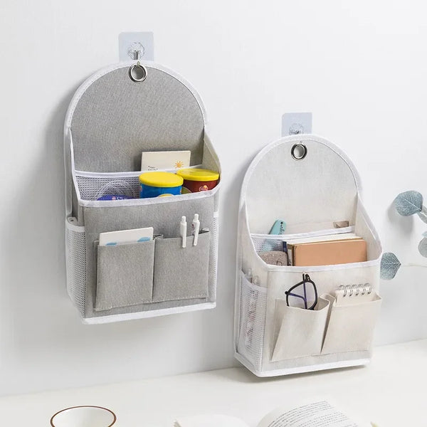 RoomEase Hängende Stoff-Aufbewahrungstasche | Wand- & Türorganizer | 2 Fächer + Seitennetz