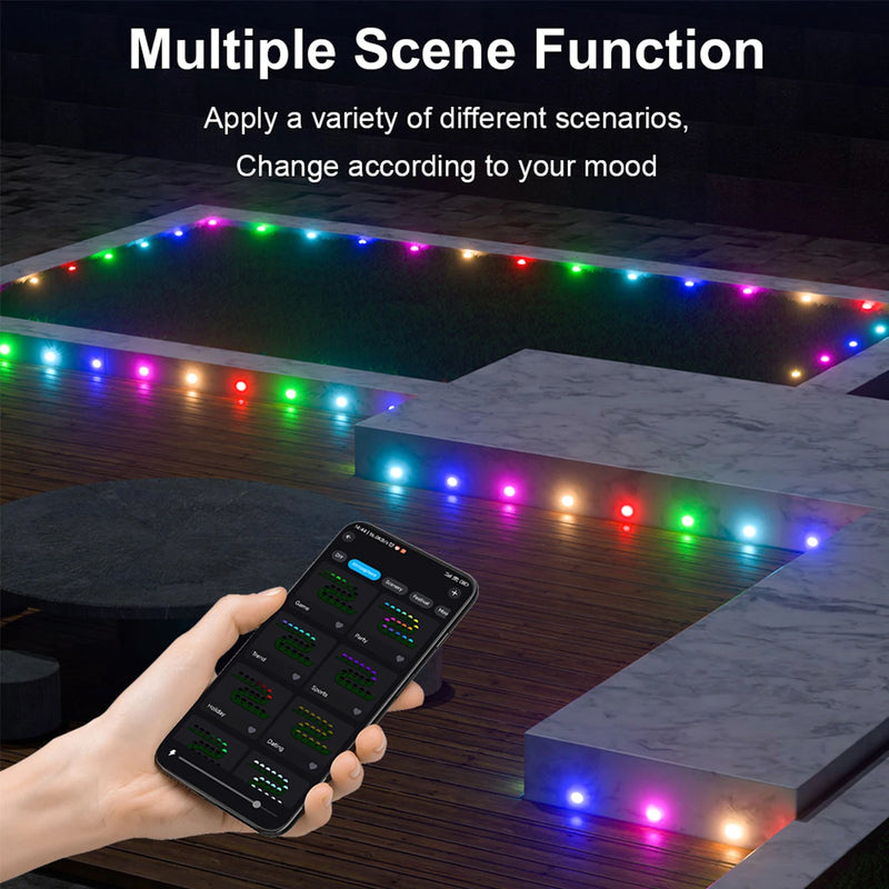 Bodenleuchten Solvion Glow | 15er LED-Set | Warmweiß & RGB | Solar- oder USB-Ladung | IP65 Wasserdicht | Mit Fernbedienung
