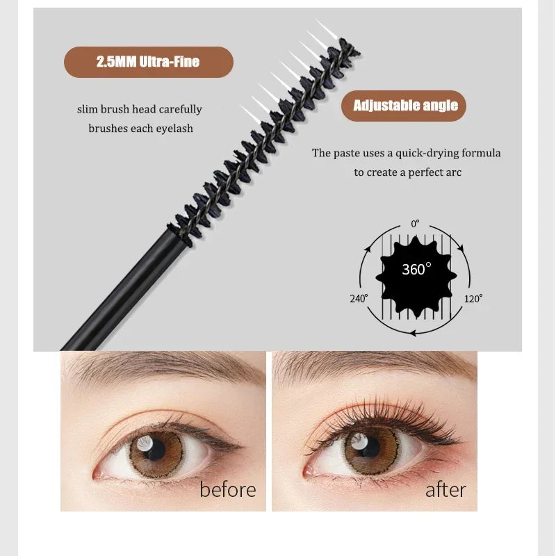 Seidenfaser-Mascara Linavelle LashLift | Ultra-Feine Bürste 2,5 mm | Wasserfest & Schnell Trocknend | Schwarz & Braun