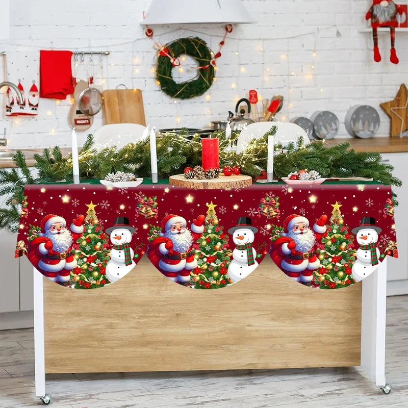 MerryMantel Kamin Schal Weihnachten | Santa & Schneemann Design | Deko für Kamin & Wohnzimmer | 100 % Polyester | 2025–2026 Edition