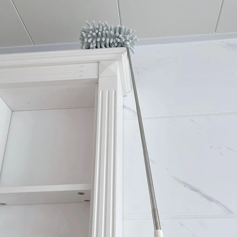 DUSTELLA Teleskop-Staubwedel | Verlängerbar auf 80 cm | Mikrofaser-Chenille & Edelstahlgriff – Für Decke, Möbel & Ecken