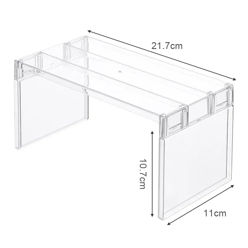 Küchen-Organizer ClearStack Duo | Transparenter Regaltrenner | Platzsparendes Aufbewahrungsregal | 14,7×11,1×10,7 cm / 21,7×11,1×10,7 cm