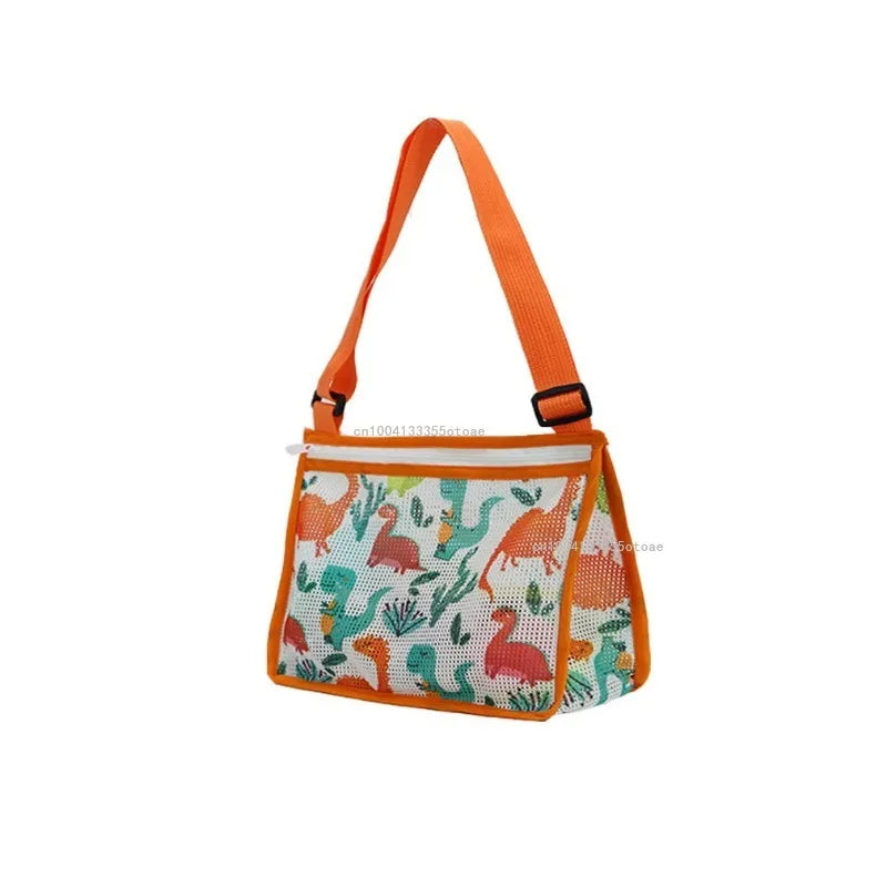 Strandolino Kids Faltbare Strandtasche für Kinder | Mesh-Tasche für Muscheln & Spielzeug | Verstellbarer Tragegurt & Reißverschluss – 25×20×10 cm
